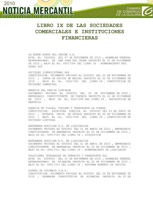 libro ix de las sociedades comerciales e instituciones financieras