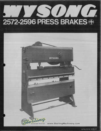 Wysong 2572-2596 Press Brakes Brochure - Sterling Machinery