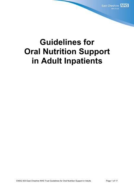 Guidelines for oral nutrition support - East Cheshire NHS Trust