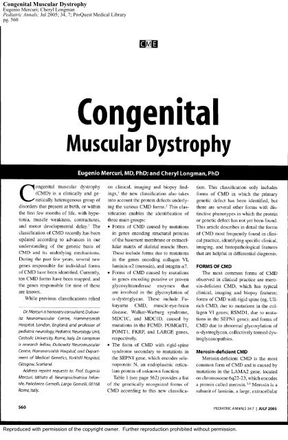 Mercuri E, Longman C. Congenital muscular dystrophy ... - Cure CMD