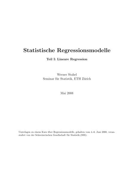 Lineare Regression (Kap. 1-5) (pdf) - Seminar fÃ¼r Statistik - ETH ZÃ¼rich