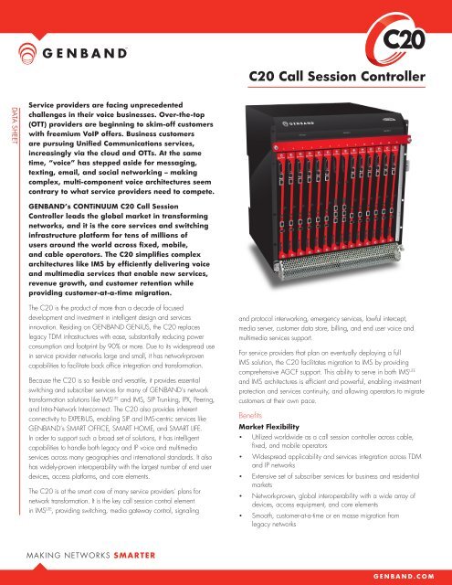 C20 Call Session Controller Datasheet - Genband