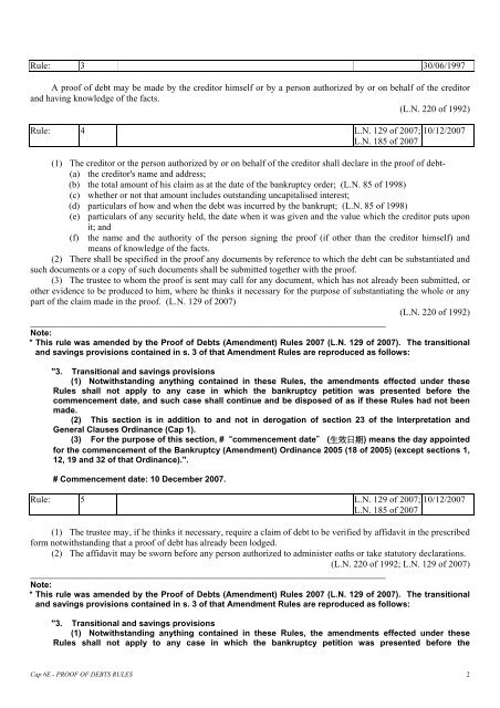 Cap 6E - PROOF OF DEBTS RULES