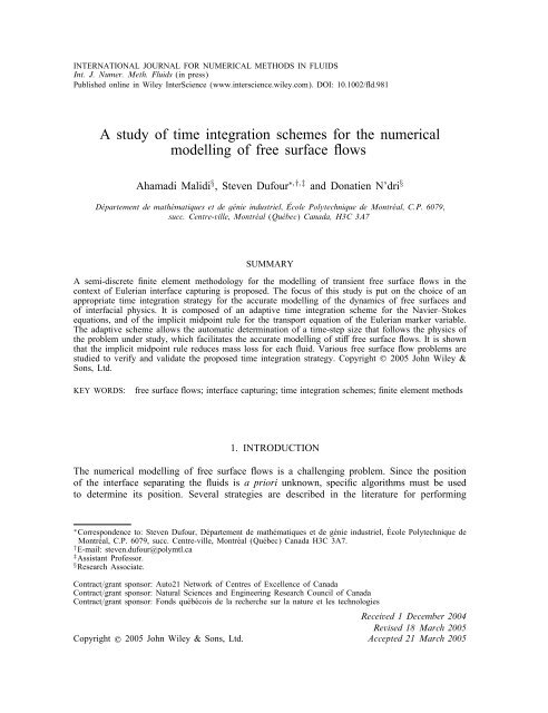 A study of time integration schemes for the numerical modelling of ...