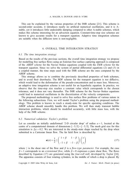 A study of time integration schemes for the numerical modelling of ...
