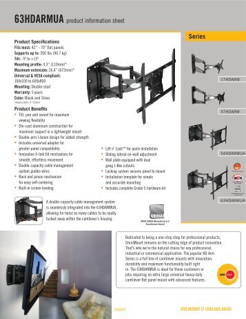 Series 63HDARMUA product information sheet - DWG