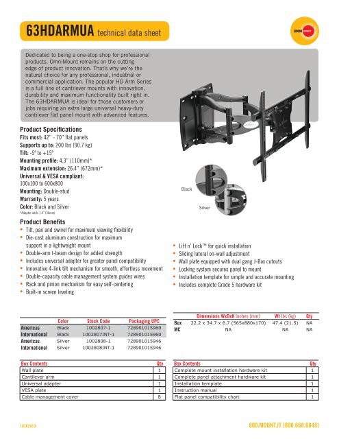 Series 63HDARMUA product information sheet - DWG