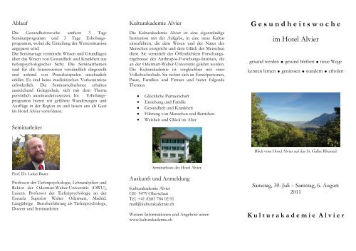 Gesundheitswoche 2011 - Hotel Alvier