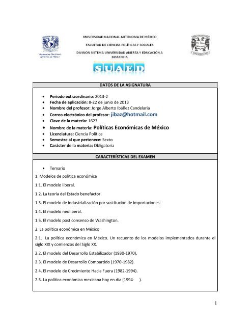 politicas economs. de mexico - suaed - UNAM