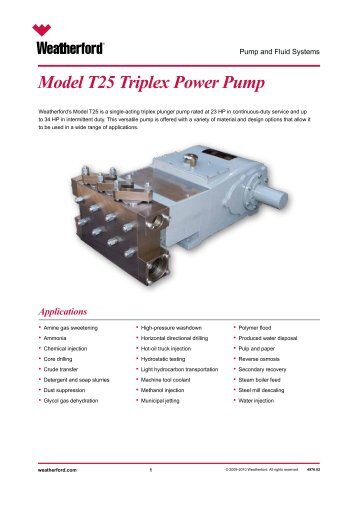 Model T25 Triplex Power Pump -A4 - Weatherford International