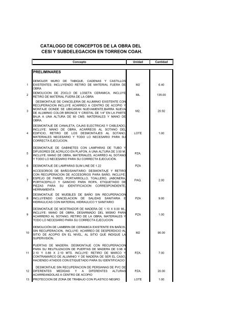 Catalogo de Conceptos Base- TorreÃ³n1 - Infonavit