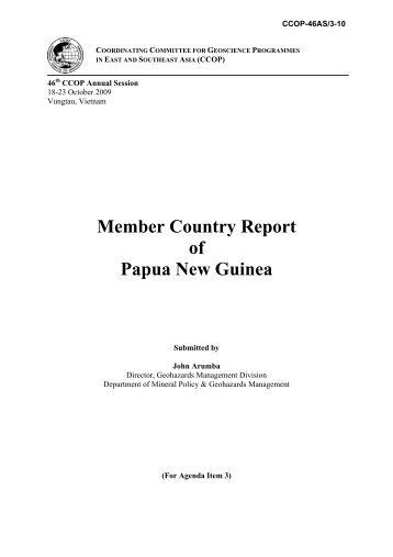 Member Country Report of Papua New Guinea - CCOP