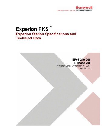 Experion PKS ® Experion Station Specifications and Technical Data ...