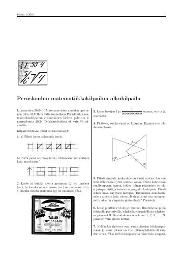 Peruskoulun matematiikkakilpailun alkukilpailu