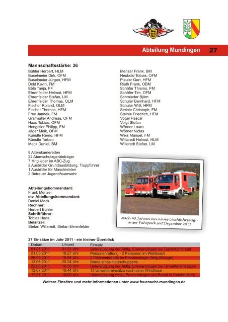 Jahresbericht 2011 - Feuerwehr Emmendingen