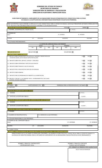 Aviso para dictaminar el cumplimiento de las obligaciones fiscales ...