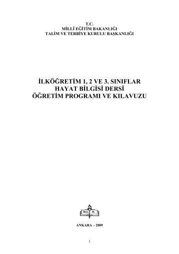 Hayat Bilgisi Dersi Öğretim Programı ve Klavuzu