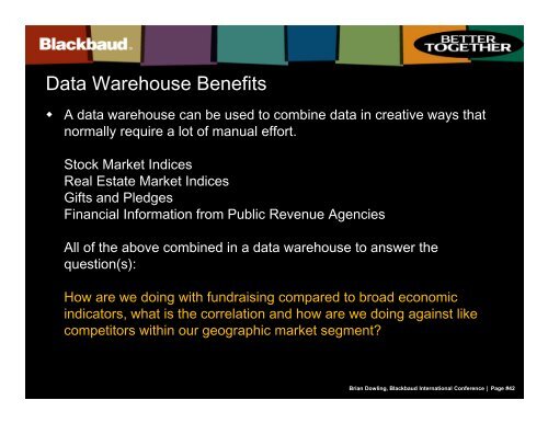 data warehouse - Supporting Advancement