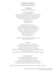 Wedding Menus - Auberge du Soleil