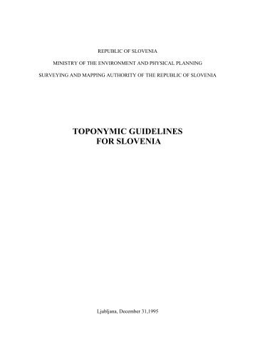 TOPONYMIC GUIDELINES FOR SLOVENIA