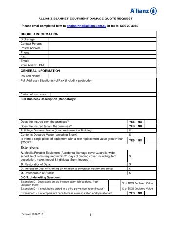 1 ALLIANZ BLANKET EQUIPMENT DAMAGE ... - Allianz Engage