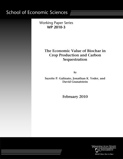 The Economic Value of Biochar in Crop Production and Carbon ...