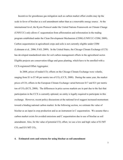 The Economic Value of Biochar in Crop Production and Carbon ...