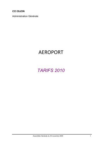 GUIDE TARIFAIRE 2010 Tarifs et conditions d'application