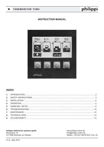 INSTRUCTION MANUAL INDEX - Philippi
