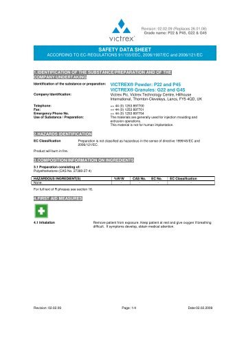 Victrex HT G22 & G45 MSDS - Drake Plastics