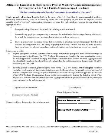 NYS Workers pensation Insurance Affidavit Village of South NYS Workers pensation Insurance Affidavit Village of South