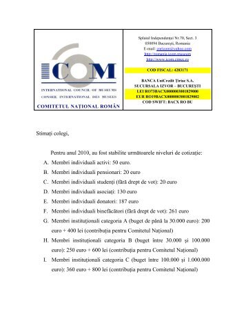 A. Membri individuali activi: 50 euro. - ICOM - cIMeC