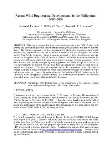 Recent Wind Engineering Developments in the Philippines: 2007 ...