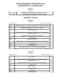 grassmannian conference in fundamental cosmology plenary talks