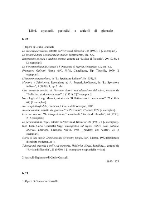 Archivio Grasselli - Istituto Centrale per gli Archivi