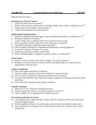 ChemBE 409 Learning Objectives for Final Exam Fall ... - Gray Lab