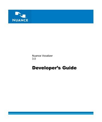 Nuance Vocalizer Developer's Guide - Avaya Support