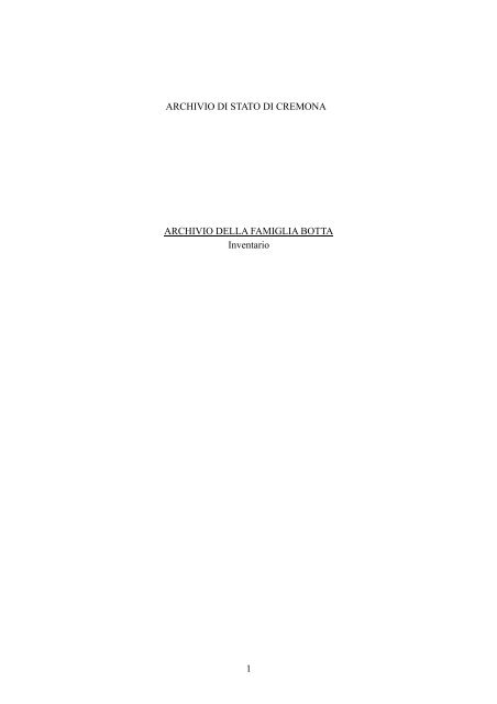 Archivio Botta - Istituto Centrale per gli Archivi - Ministero per i Beni ...