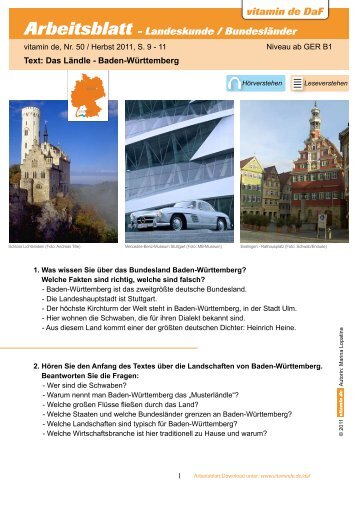 Arbeitsblatt - Thema Schule vitamin de DaF Arbeitsblatt - zum ...