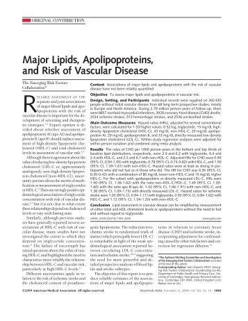 Major lipids, apolipoproteins and risk of vascular disease (2009)