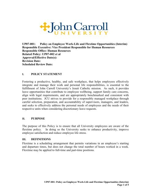 Flextime Policy - John Carroll University