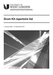 Drum Kit repertoire list - University of West London