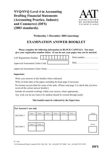 DFS answer booklet Dec 04.qxd - AAT