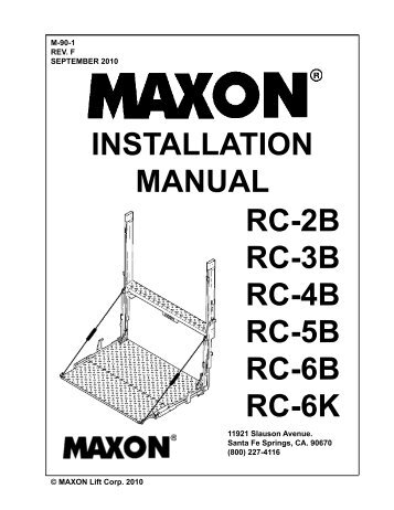 INSTALLATION MANUAL RC-2B RC-3B RC-4B RC-5B RC ... - Maxon