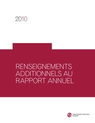 Les renseignements additionnels au rapport annuel 2010 de la ...