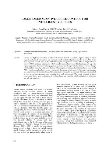 laser-based adaptive cruise control for intelligent vehicles