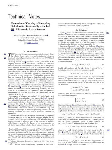 Technical Notes - Mechanical Engineering - University of South ...