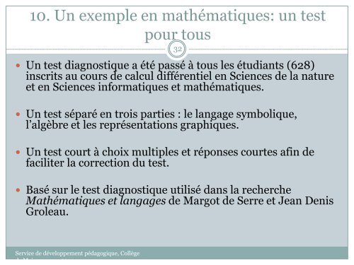 L'évaluation diagnostique - Accueil Service de développement ...