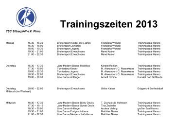 Trainingsplan 2013 - TSC Silberpfeil eV Pirna