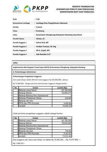 Laporan Form B.2-4 Alat Pengukur Curah Hujan - PKPP ...